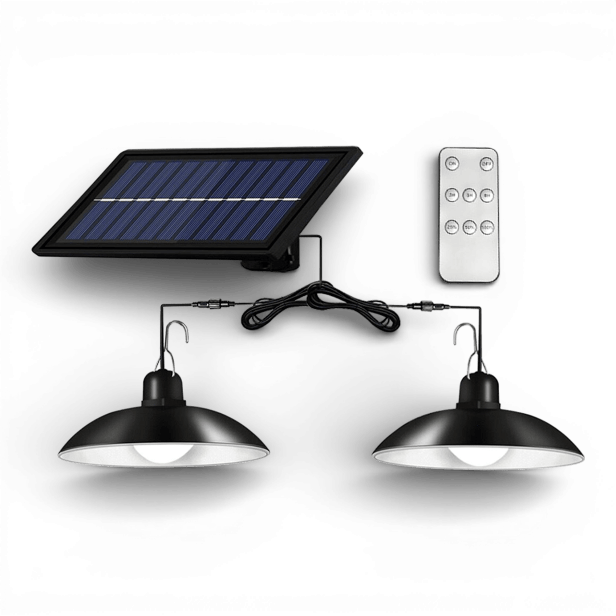 Set panou solar cu 2 becuri LED cu aplica, telecomanda, 50W