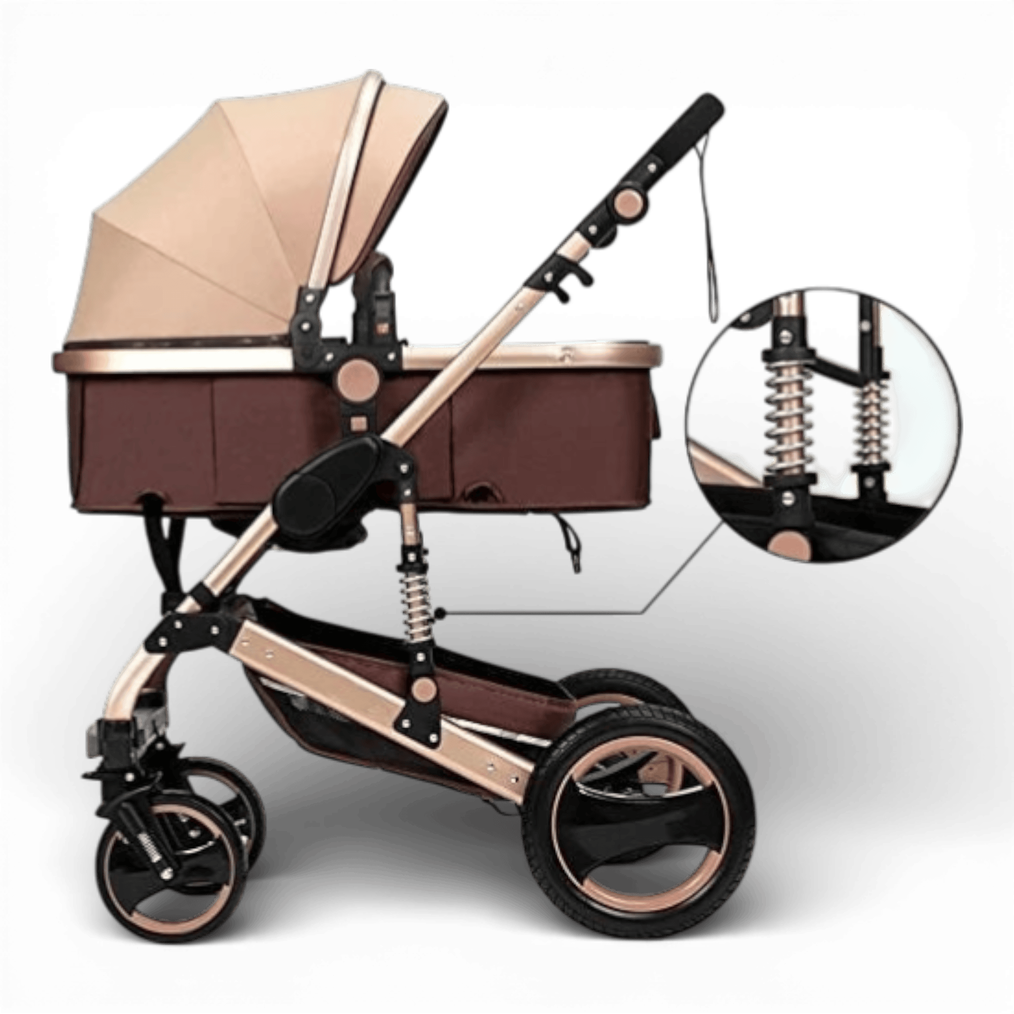 Carucior 2 in 1 pentru copii, pliabil, cu suspensii, transformabil landou-sport, 0-36 luni, cos pentru accesorii