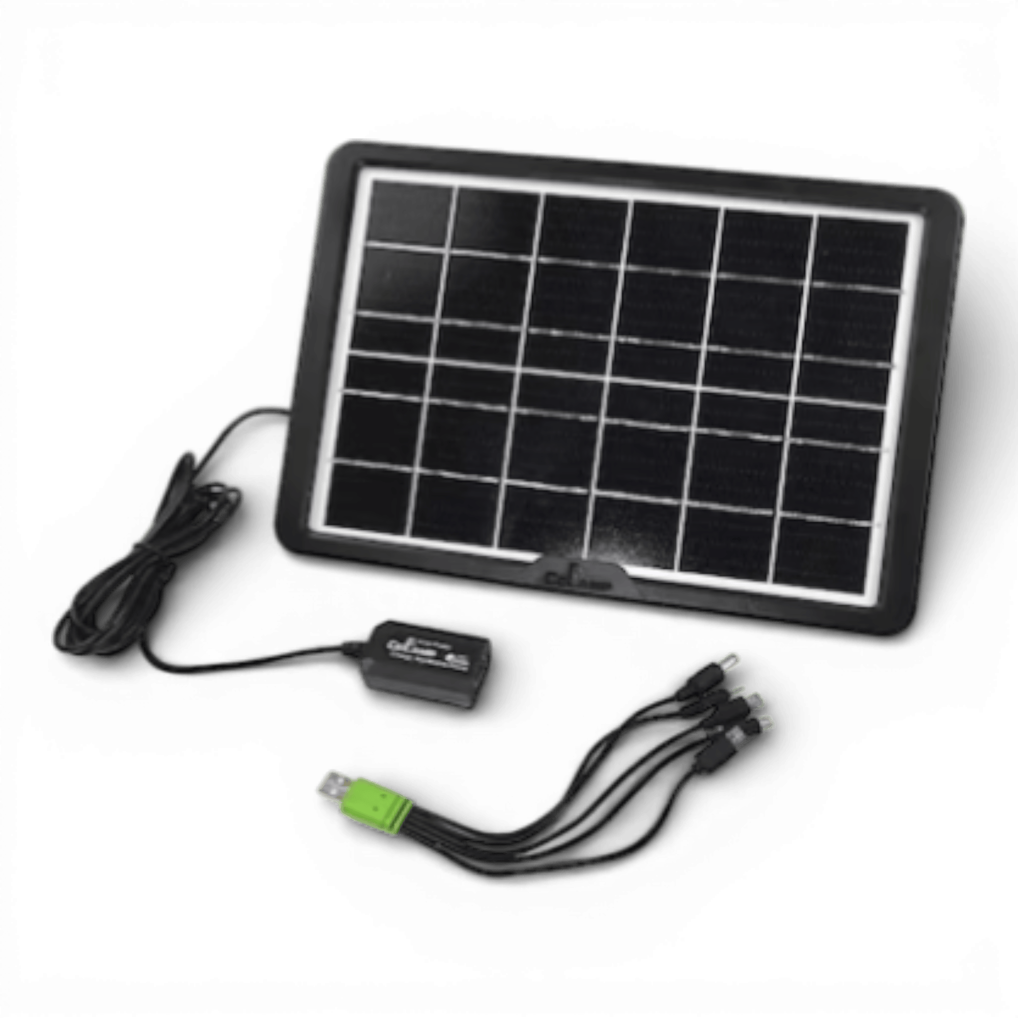 Panou Solar Portabil, Putere 8W, Tensiune 6V, IP65, Cablu cu Mufe 5 in 1, Negru