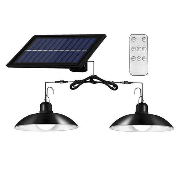 Lampa solara suspendata cu 2 becuri LED, telecomanda, 50W