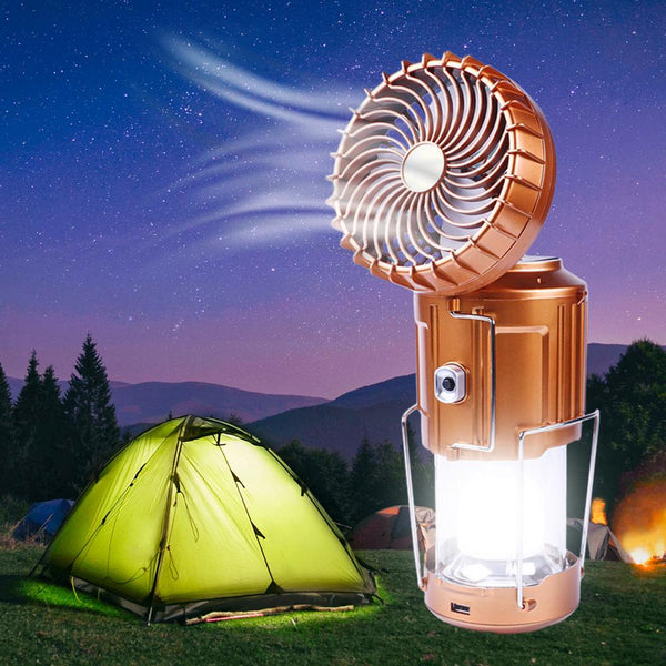 Lampa de camping 2 in 1, ventilator, incarcare USB, 13x10x21 cm