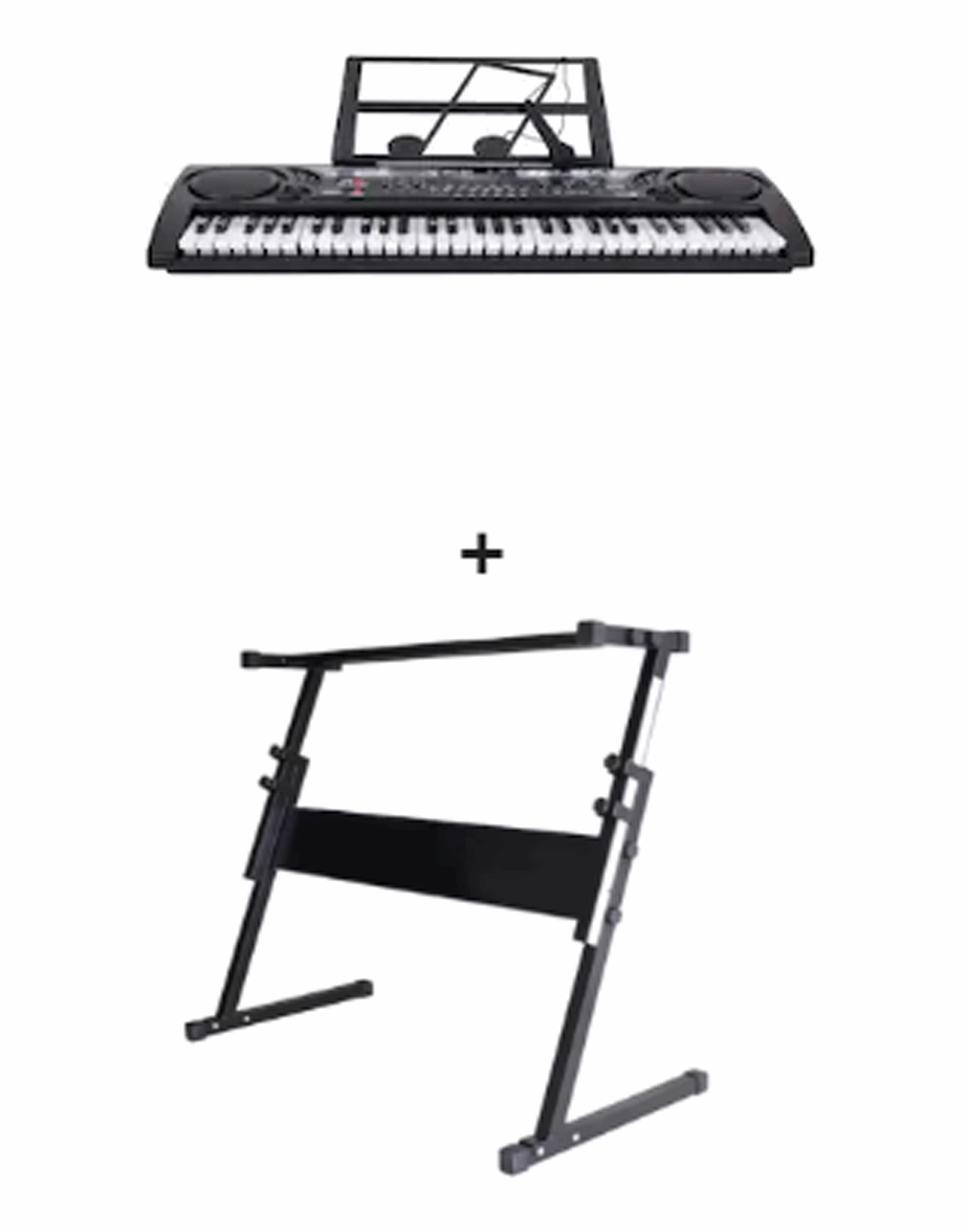 Pachet MQ-809USB, 61 Clape, Boxe, MP3,USB, Microfon, Claviatura + Stativ forma Z DOW, Reglabil 50-80cm.