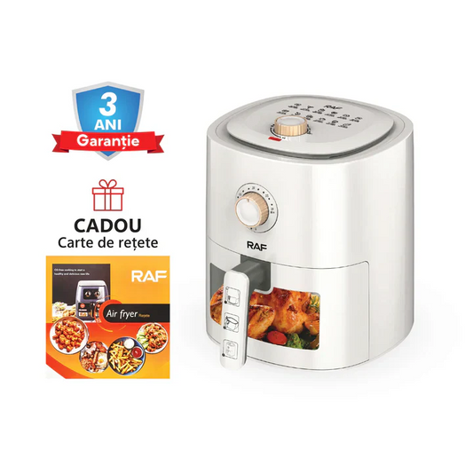 Air Fryer RAF R5332W, Friteuza cu aer cald, Fara ulei, capacitate 6L, 1500W, Alb