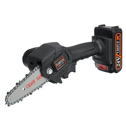 Mini Portable Electric Chainsaw/Saw, 6 Inch, 24V, 4500mAh, 2 Batteries, 2 Chains, Adjustable Frame, Black