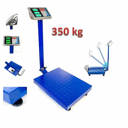 Cantar Electronic 350kg cu acumulator si platforma metalica din tabla striata, brat rabatabil