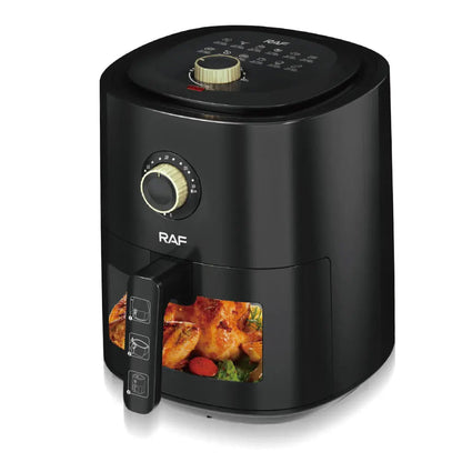 Air Fryer RAF R5332B, Friteuza cu aer cald, Fara ulei, Capacitate 6L, 1500W, Negru