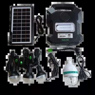 Kit Solar Portabil GDLITE GD-1000A, Panou Solar, USB, Bluetooth, Radio FM, MP3, Lanterna LED, 4 Becuri Incluse, Alimentare 220V