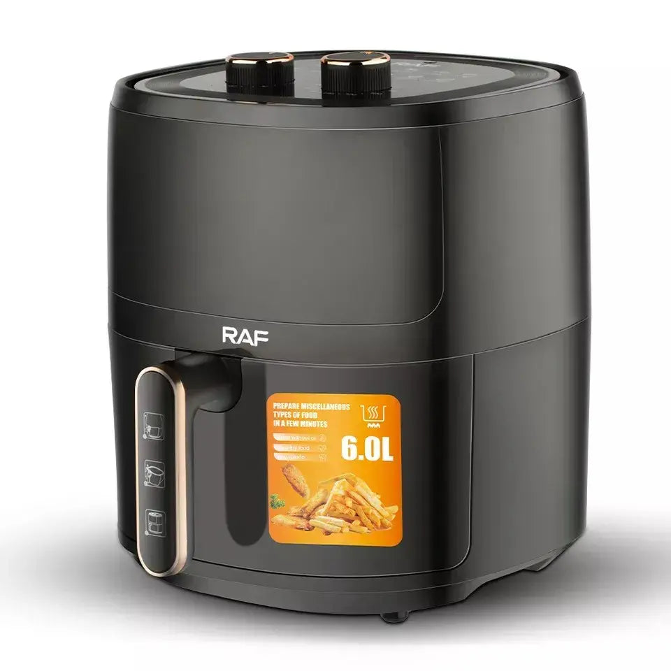 Air Fryer RAF-5324B, Friteuza cu aer cald, Fara ulei, Capacitate 6L, 1500W, Negru