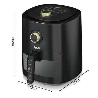 Air Fryer RAF R5332B, Friteuza cu aer cald, Fara ulei, Capacitate 6L, 1500W, Negru