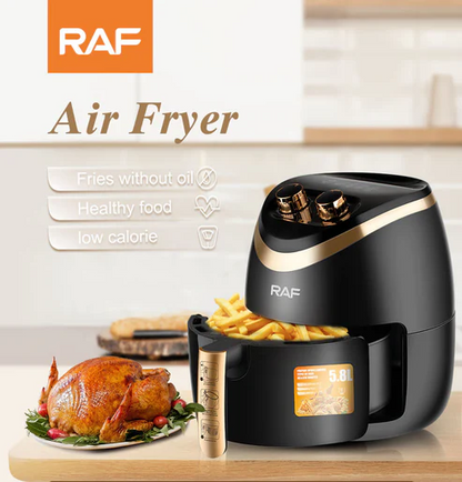 AirFryer RAF 5232, Friteuza cu aer cald, Capacitate 5.8L, 1500W, Negru