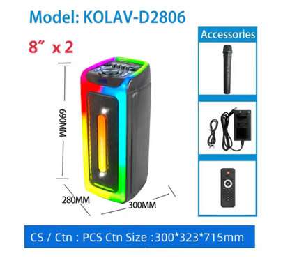 Boxa portabila bluetooth, D-2806, USB, Radio FM, microfon, joc de lumini RGB