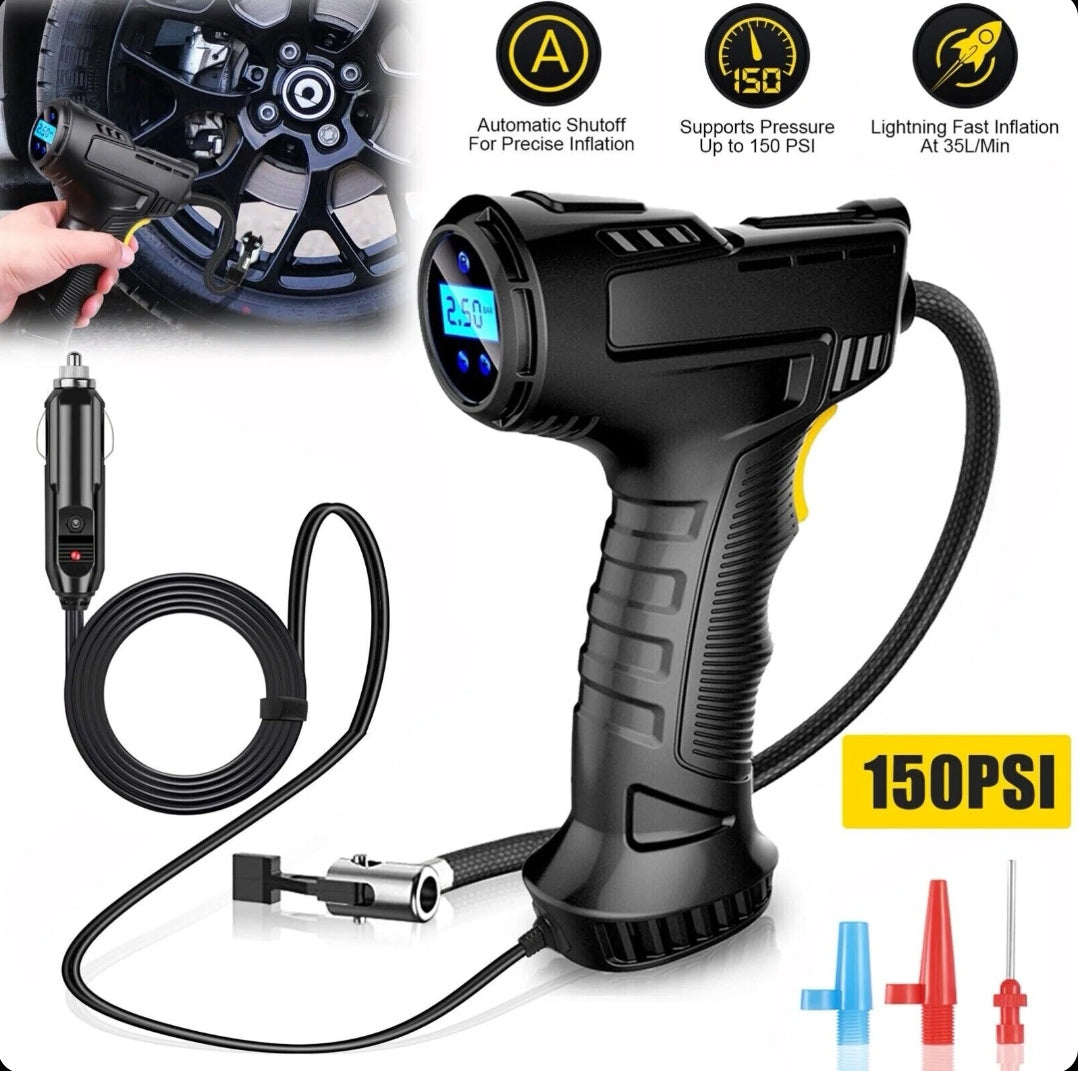 Multifunctional portable compressor, 12V, 10 bar, LED digital display, car cigarette lighter supply