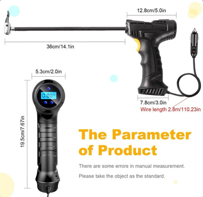 Multifunctional portable compressor, 12V, 10 bar, LED digital display, car cigarette lighter supply