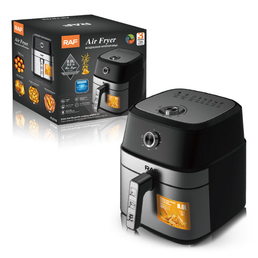 Air Fryer RAF-5319, Friteuza cu aer cald, Fara ulei, Capacitate 8L, 1800W, Negru