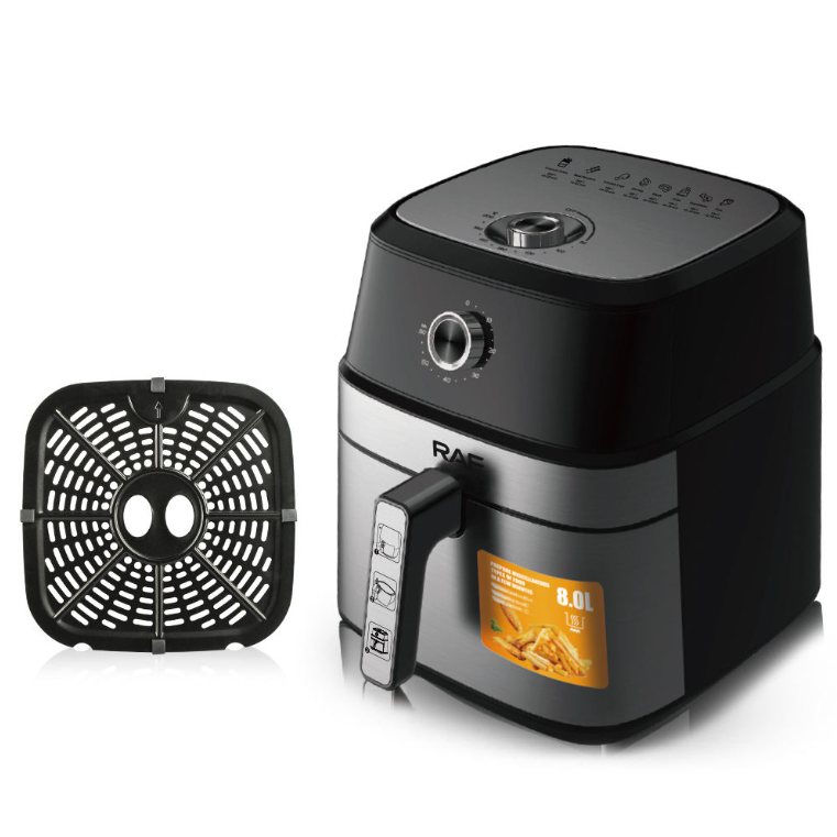 Air Fryer RAF-5319, Friteuza cu aer cald, Fara ulei, Capacitate 8L, 1800W, Negru