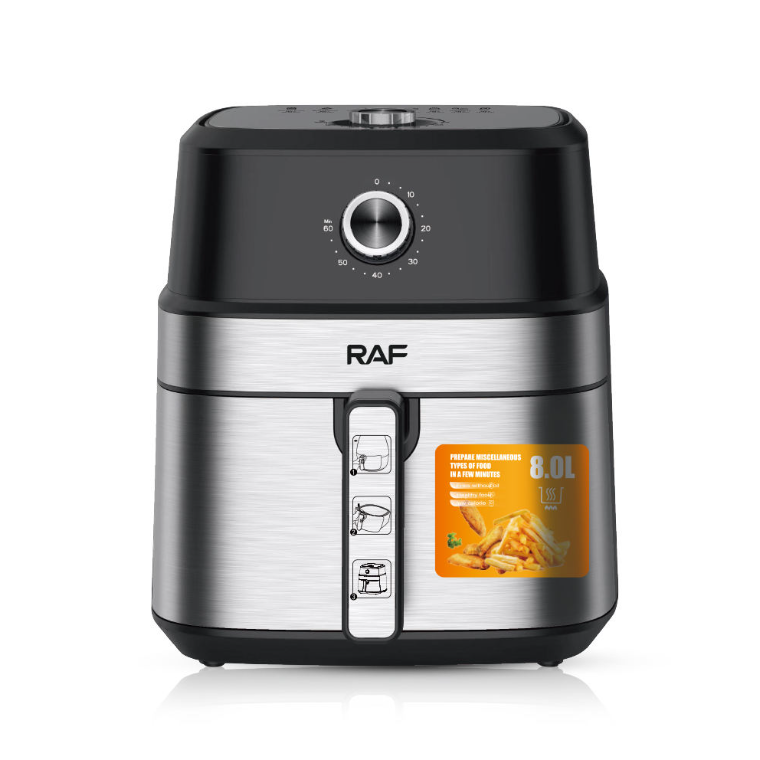 Air Fryer RAF-5319, Friteuza cu aer cald, Fara ulei, Capacitate 8L, 1800W, Negru