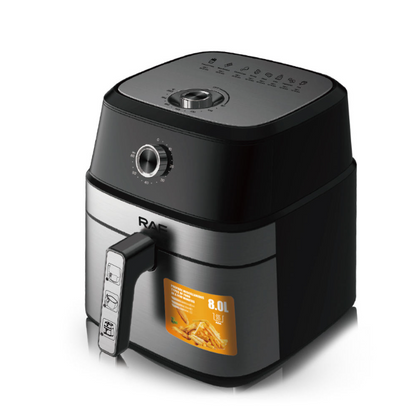 Air Fryer RAF-5319, Friteuza cu aer cald, Fara ulei, Capacitate 8L, 1800W, Negru