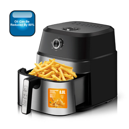 Air Fryer RAF-5319, Friteuza cu aer cald, Fara ulei, Capacitate 8L, 1800W, Negru