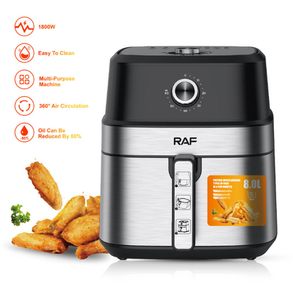 Air Fryer RAF-5319, Friteuza cu aer cald, Fara ulei, Capacitate 8L, 1800W, Negru