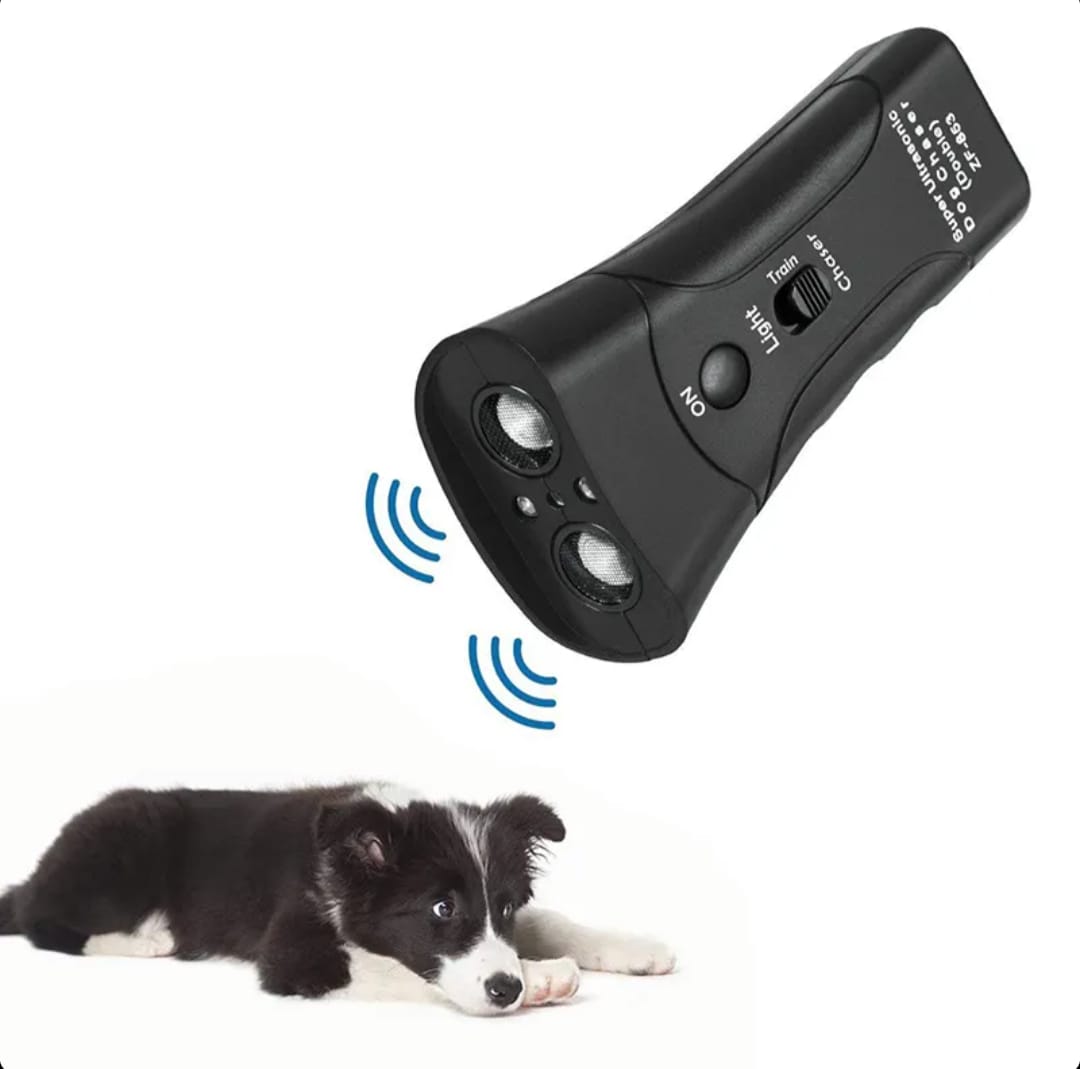 Device with ultrasounds for training dogs and for removing aggressive dogs