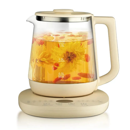 Ceainic Electric RAF 7937, 800W, 1.5l, din Sticla de Borosilicat, Fara Fir, cu Sistem de Programare 24h