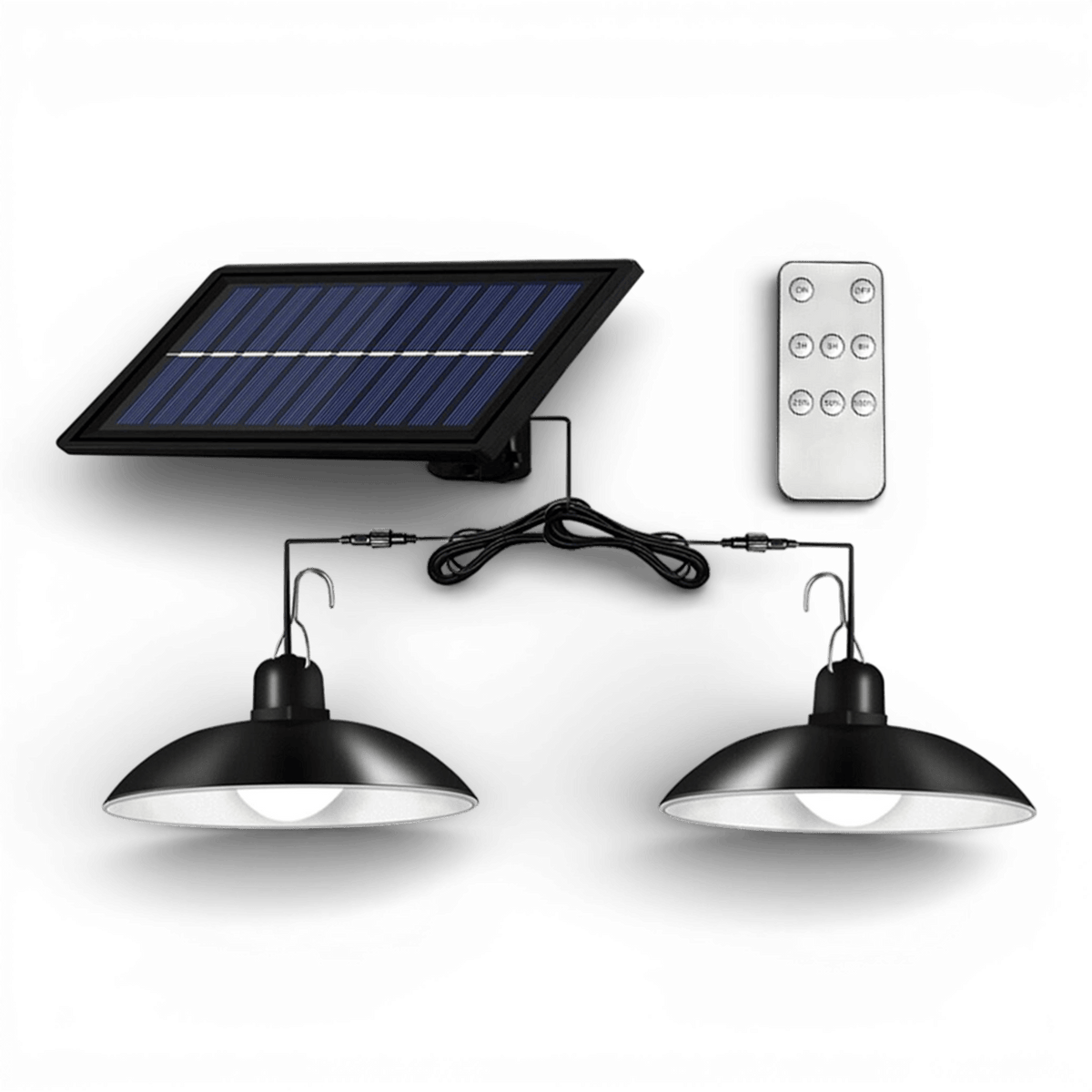 Set panou solar cu 2 becuri LED cu aplica, telecomanda, 50W