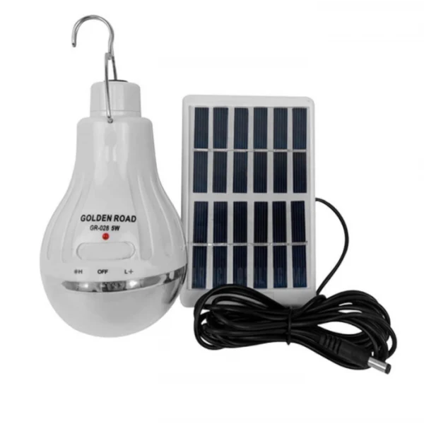 Bec cu leduri portabil si mini panou solar inclus pentru incarcare, baterie reincarcabila, 5W, LL-028