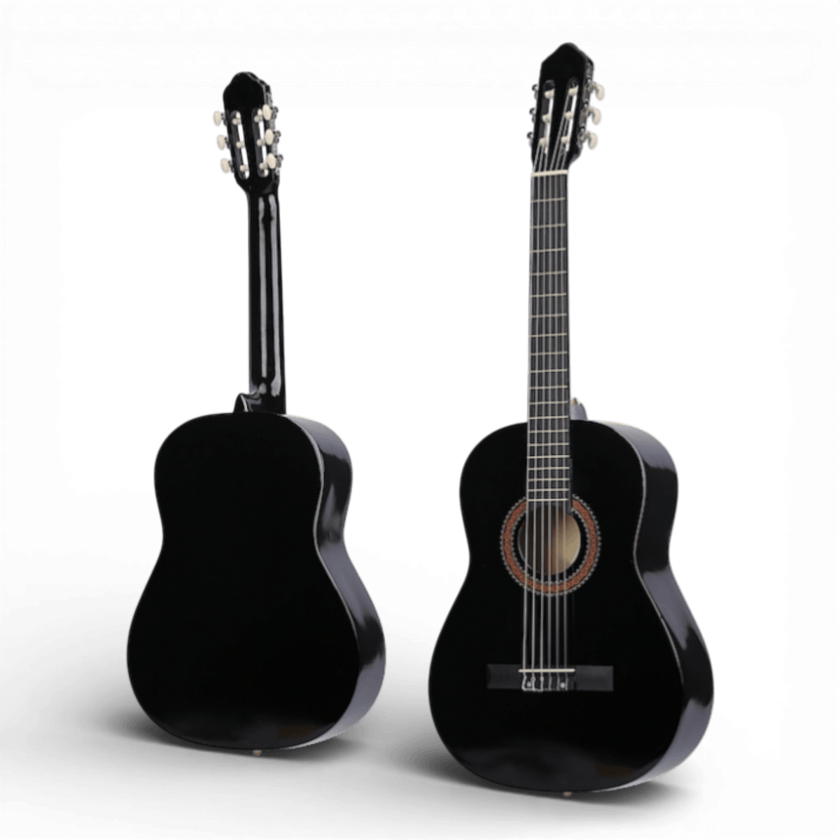 Chitara Clasica Negru 4/4 38" ( 95 X 35 CM ), pentru Incepatori si Adulti, Recomandata peste 8-10 ani, 6 Corzi Metalice, 20 De Taste