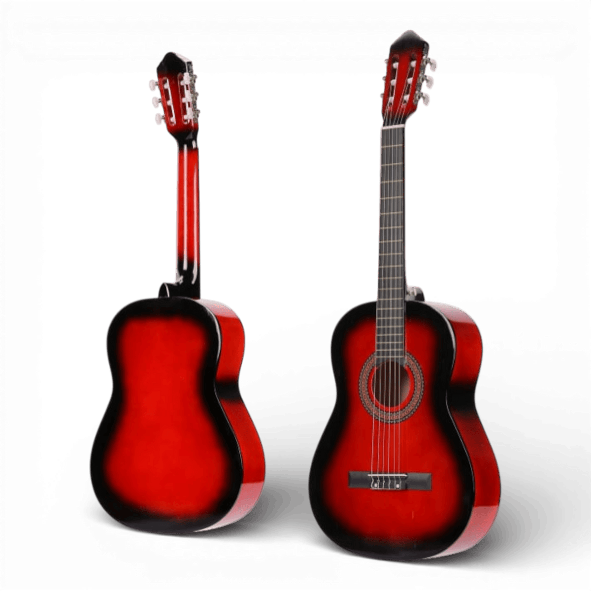 Chitara Clasica Rosu 4/4 38" ( 95 X 35 CM ), pentru Incepatori si Adulti, Recomandata peste 8-10 ani, 6 Corzi Metalice, 20 De Taste