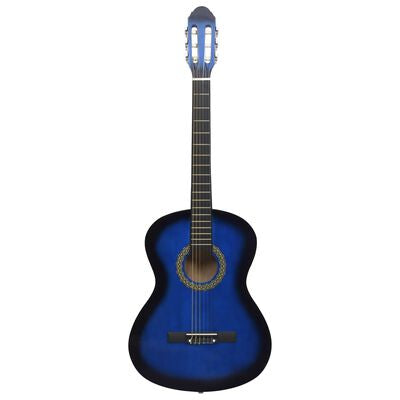 Blue Classical Guitar 4/4 38" (95 X 35 CM), for Beginners and Adults, Recommended for over 8-10 years, 6 Metal Strings, 20 Keys