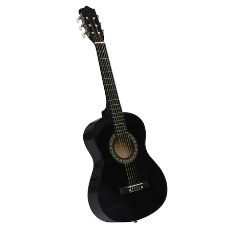 Black Classical Guitar 4/4 38" ( 95 X 35 CM ), for Beginners and Adults, Recommended for over 8-10 years, 6 Metal Strings, 20 Keys