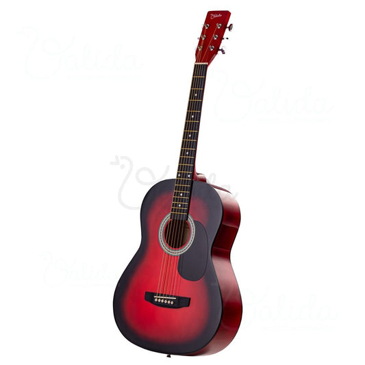 Red Classical Guitar 4/4 38" (95 X 35 CM), for Beginners and Adults, Recommended for over 8-10 years, 6 Metal Strings, 20 Keys