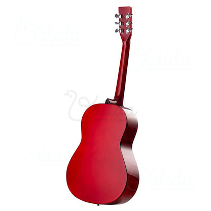 Red Classical Guitar 4/4 38" (95 X 35 CM), for Beginners and Adults, Recommended for over 8-10 years, 6 Metal Strings, 20 Keys