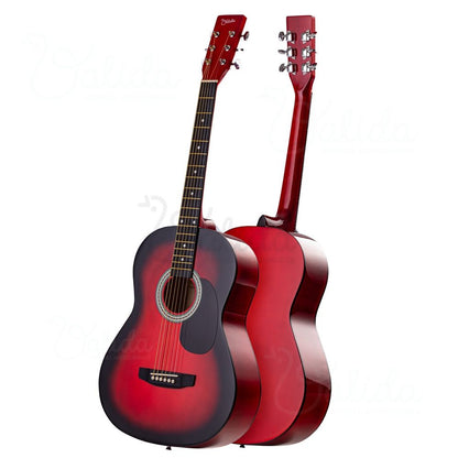 Red Classical Guitar 4/4 38" (95 X 35 CM), for Beginners and Adults, Recommended for over 8-10 years, 6 Metal Strings, 20 Keys