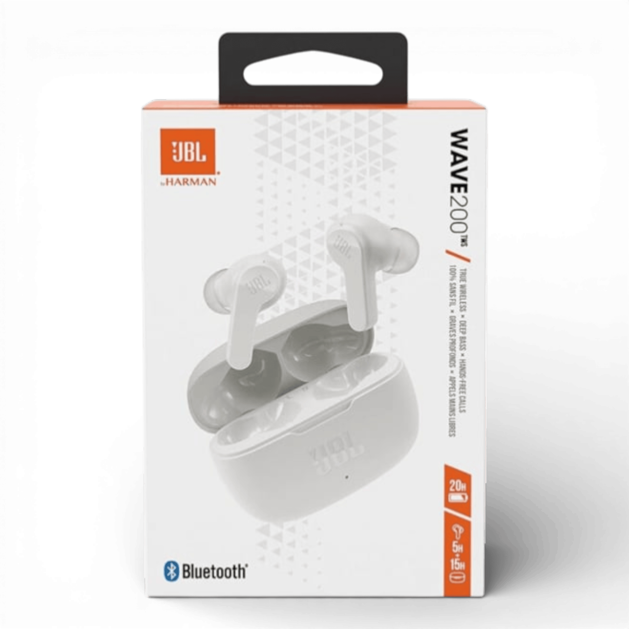 Casti audio in-ear JBL Wave 200TWS, True Wireless, Bluetooth, Deep Bass, IPX2, Touch Control, Alb