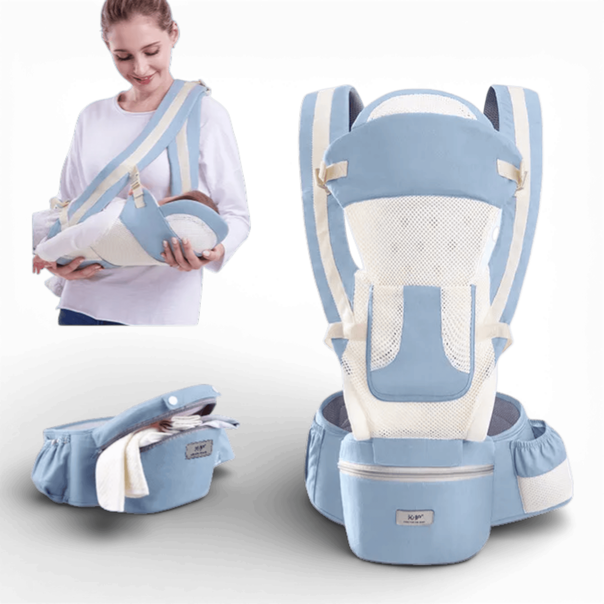 Marsupiu ergonomic, multifunctional pentru bebelusi, 15in1, greutate maxima 25 kg, Albastru