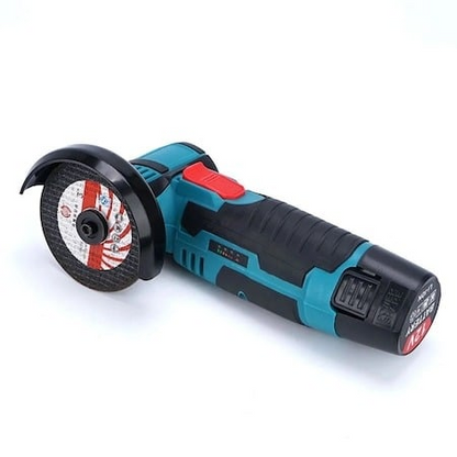 Mini polizor flex unghiular portabil 2 acumulatori 12V, 750W, 1500 mAh, 19500 rpm, 2 discuri 76 mm, soft start, autonomie mare, design modern, Verde/Negru