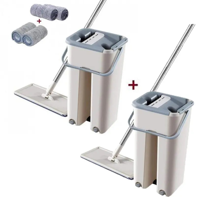 Pachet promo: 2x Mop profesional cu doua cuve de spalare si uscare + 4 rezerve cadou