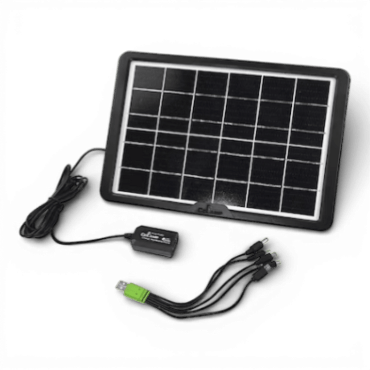 Panou Solar Portabil, Putere 8W, Tensiune 6V, IP65, Cablu cu Mufe 5 in 1, Negru
