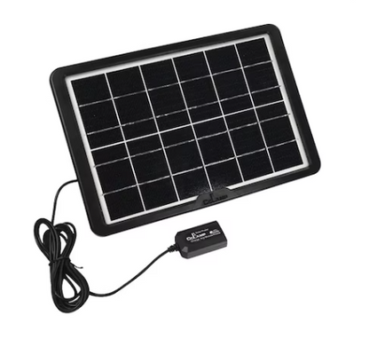 Portable Solar Panel, Power 8W, Voltage 6V, IP65, Cable with 5 in 1 Plugs, Black 