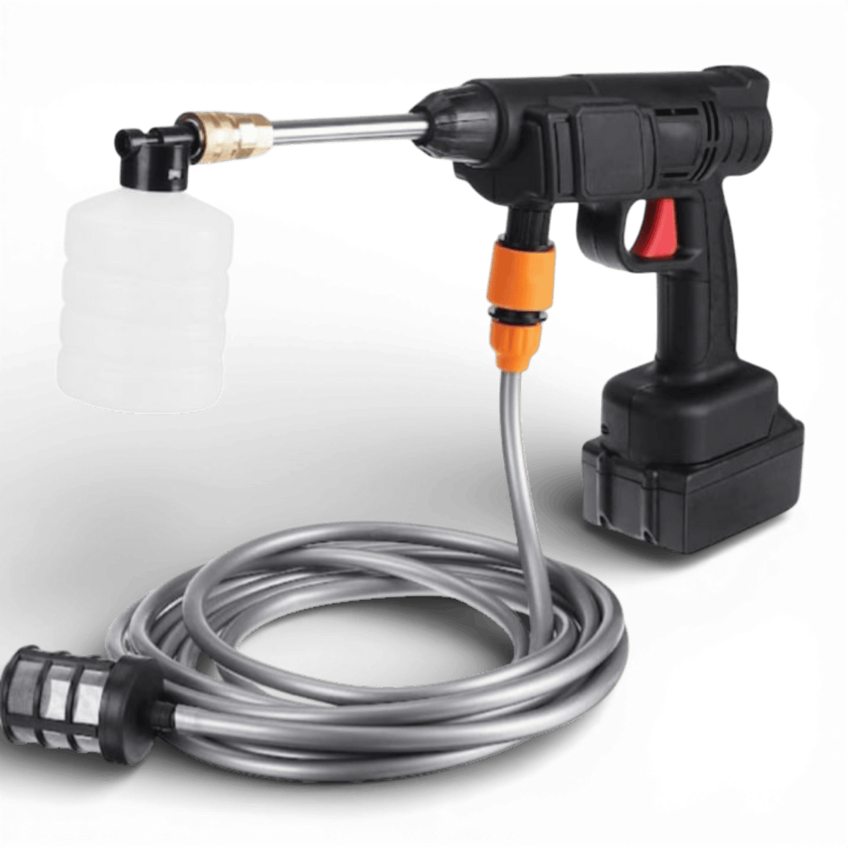 Aparat de spalat cu presiune fara fir ( portabil ), 500W, 2 Baterii 48V, 8L/min, 30 bar, negru, accesorii si valiza inclusa, Negru