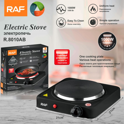 Plită Electrică Ceramică RAF-8010AB, 1000W, Control Temperatură, Protecție la Supraîncălzire