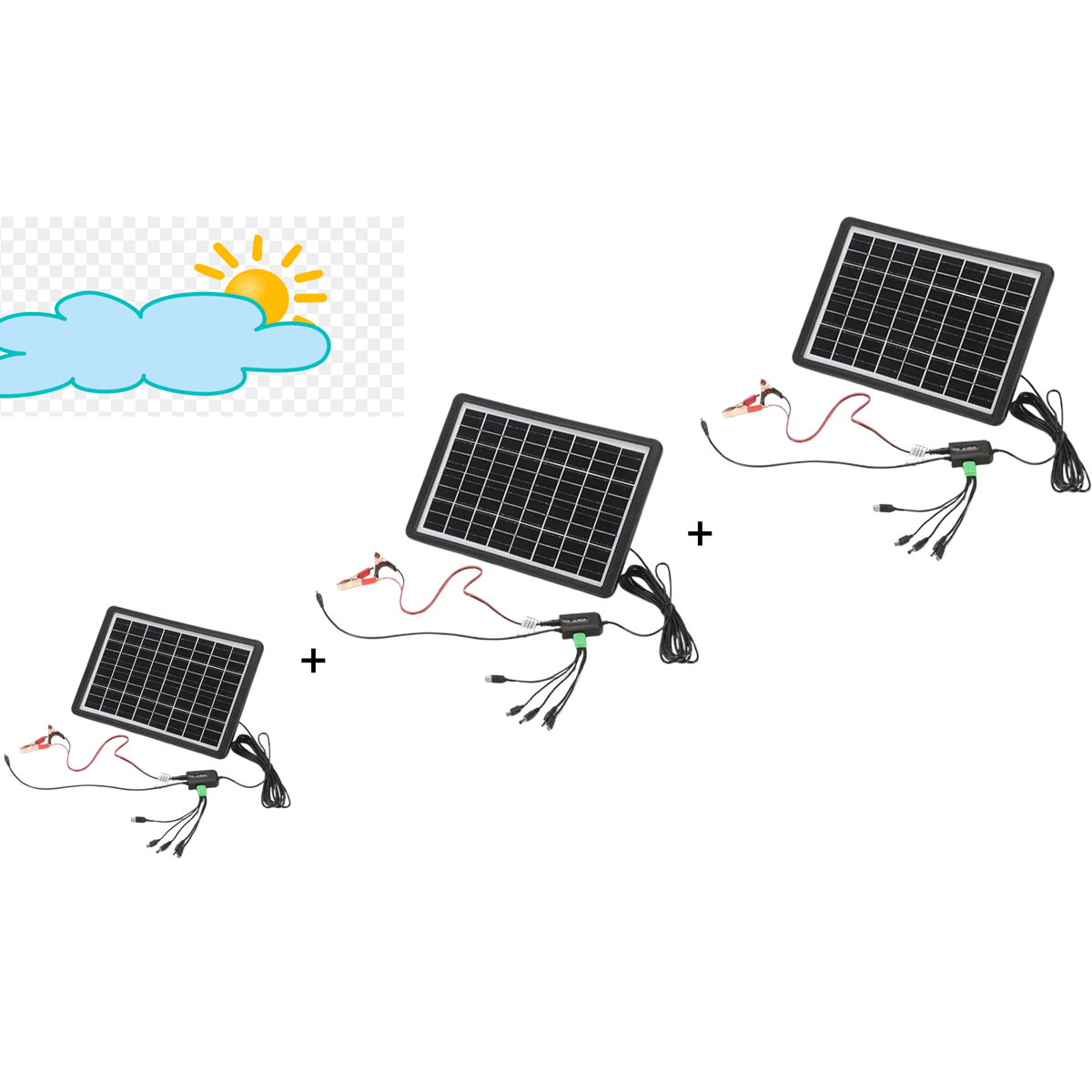 Pachet promo: 3x Panou solar portabil cu regulator, tensiune 16V / 9V / 6V, 15W, Port multi USB, IP65, Incarcare dispozitive electronice sau baterii auto si moto, Negru