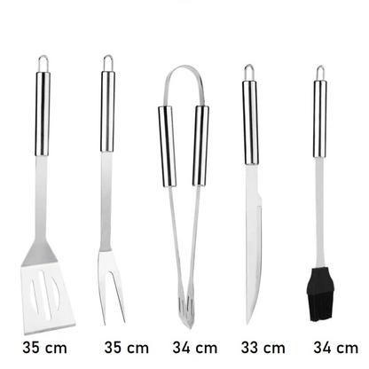 Set Complet 5 Ustensile din Inox, pentru Gratar