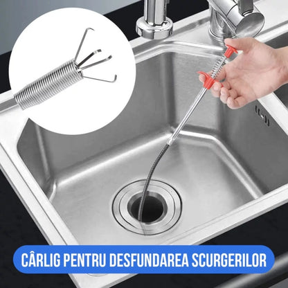 Sarpe pentru desfundat tevi de scurgere, metalic, tub flexibil, 1,6 m