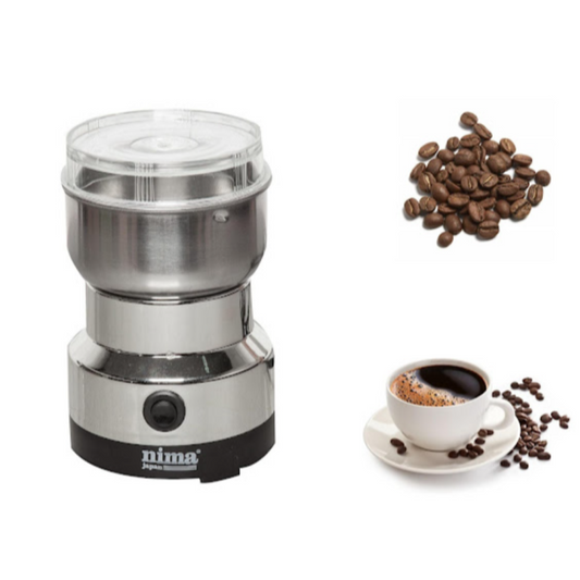 Electric grinder for coffee or spices, made of stainless steel 