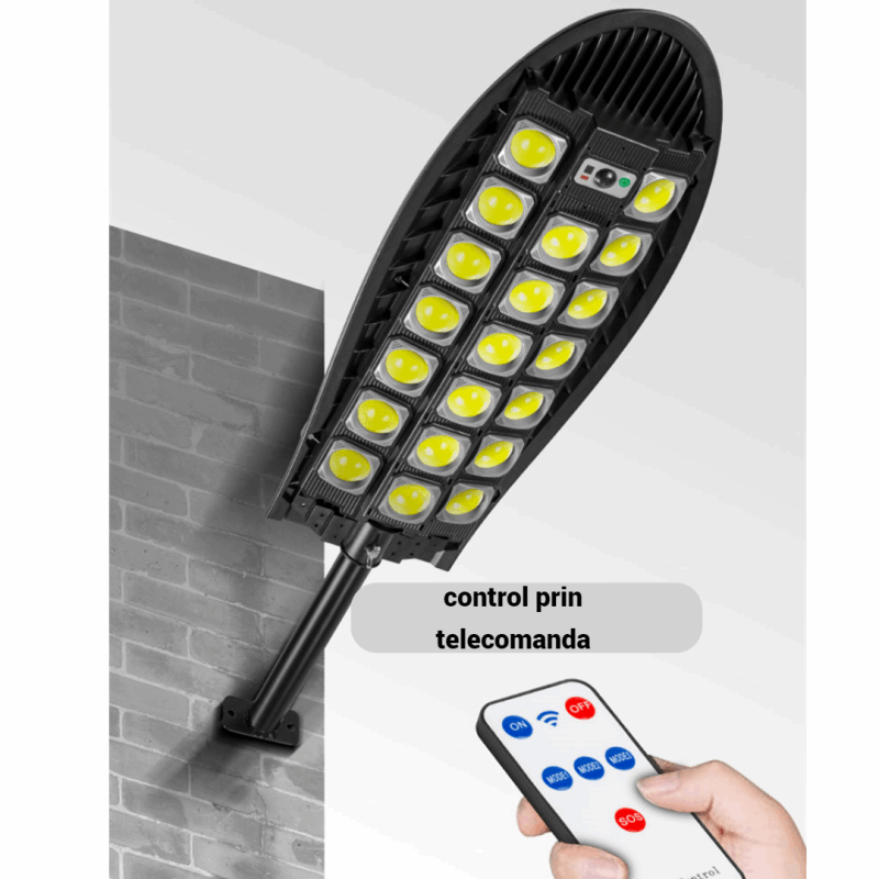 Lampa solară LED impermeabilă, iluminare stradală, cu senzor de mișcare