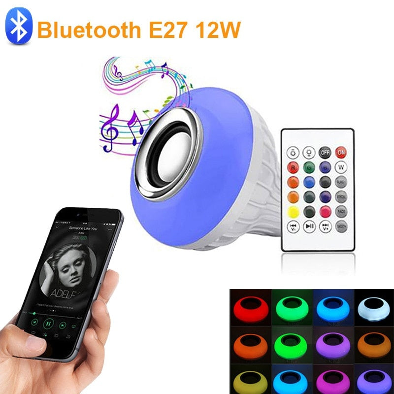 Bec led cu difuzor, Bluetooth si telecomanda