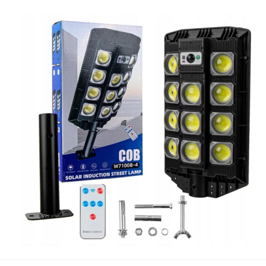 LED solar street lamp, with remote control, light and motion sensor. 