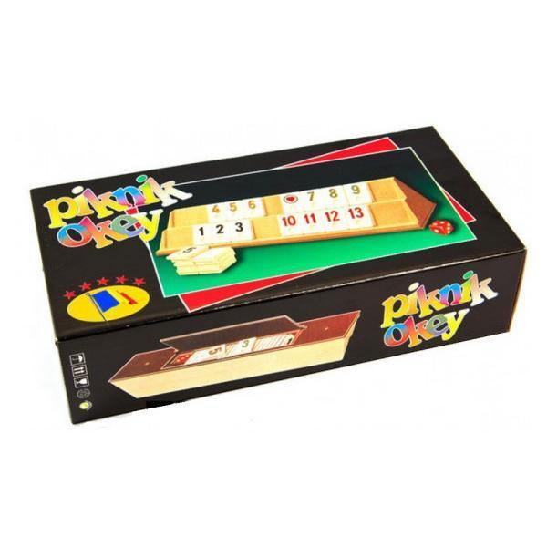 Joc Remi clasic de plastic 106 piese, 4 table, Rummy Piknik Okey